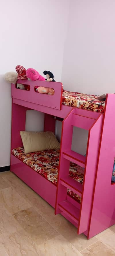 Double Wooded Sheet Bunk Bed With mattress - Bunker bed kids for