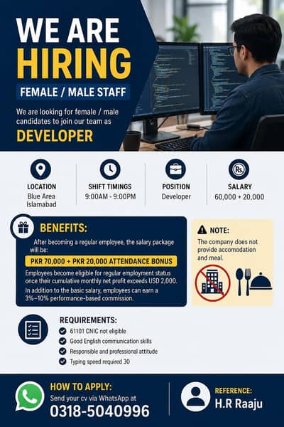 we are hiring males & females