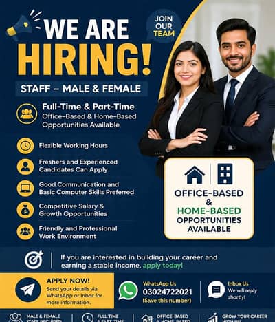 hirring Staff required 100 person