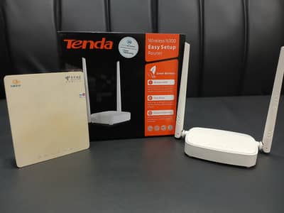 Tenda N300 wireless easy step router with fibre device.