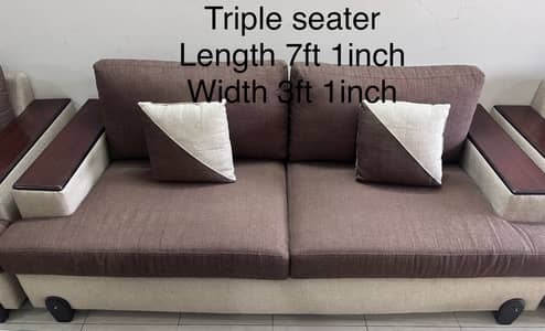 Sofa 5 seater set with Wooden glass table.