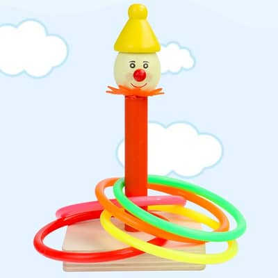 Fun Wooden Clown Ring Clown ferrule Ring Throwing Games Parent-Child