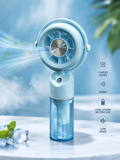 Beautifully designed portable fan with spray