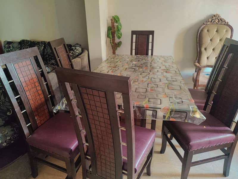 6 seater dining table set / wooden chairs / wooden table 0