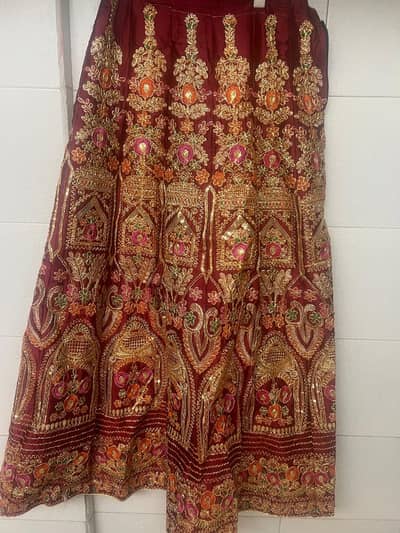 Beautiful heavy Tila & zari work maroon Lehnga -10/10 condition