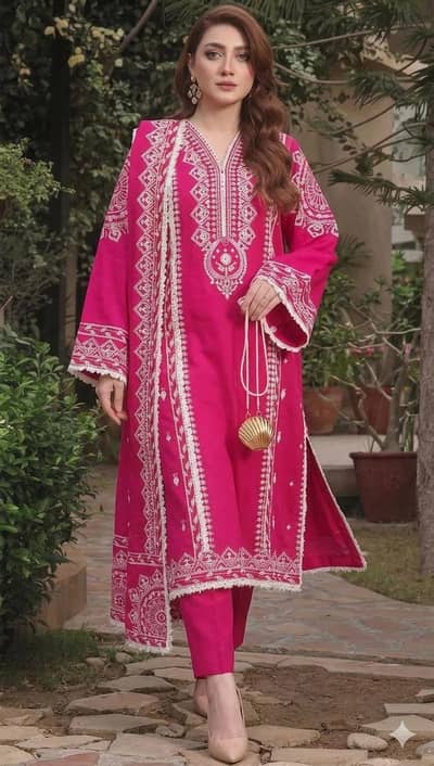 Pink Embroidered 3 Piece Suit