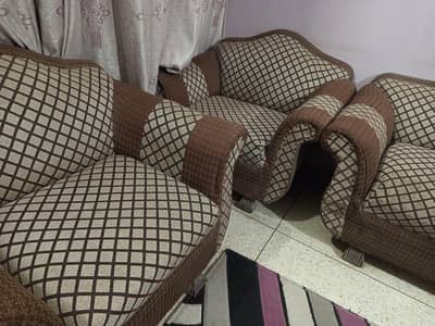 7 Seater sofa set Brown textured high build quality slightly used