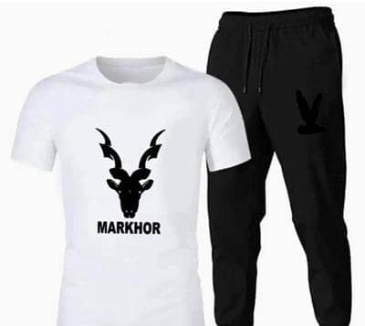 White Markhor Track Suit Black Trousers Medium to XL