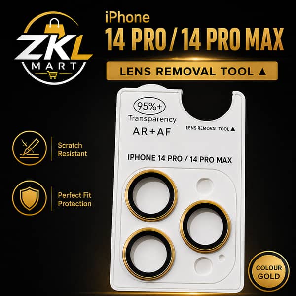 Gold Camera Lens Protector Ring for iPhone 14 Pro / 14 Pro Max with Lens Removal Tool