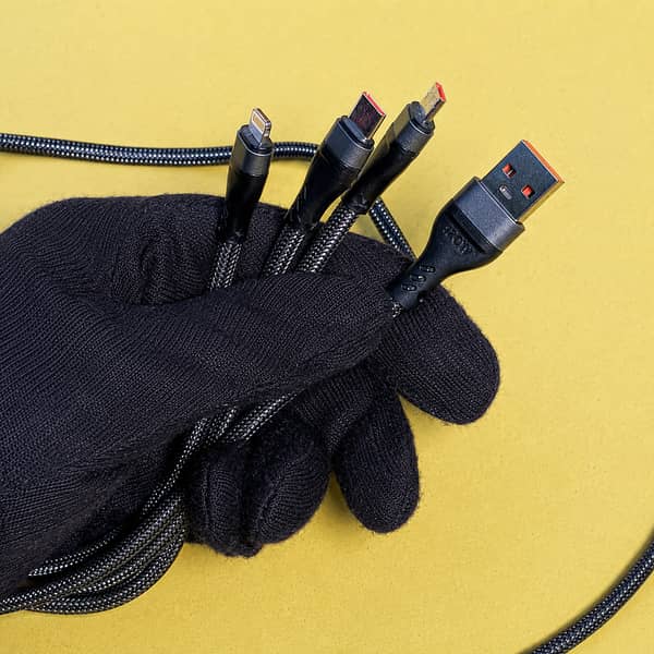 3 In 1 Fast Charging Cable – Type C, Micro USB & Lightning