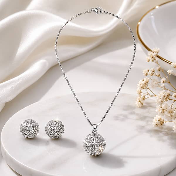 Elegant Crystal Necklace and Earrings Set for Women — Silver Tone Jewelry Gift Collection