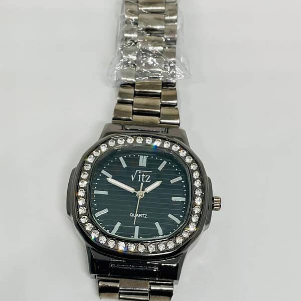 Vitz Crystal Black Luxury Watch for Women | Premium Quartz Wristwatch