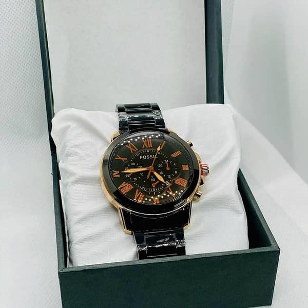 Luxury Black & Rose Gold Analog Watch for Men with Stainless Steel Chain Strap