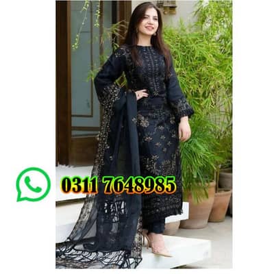 Black Embroidered 3 Piece Suit | Ladies Party Wear Dress| 3 Piece Suit