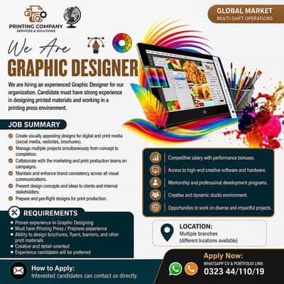 Graphic Designer Required (Printing Press & Prepress Experience)