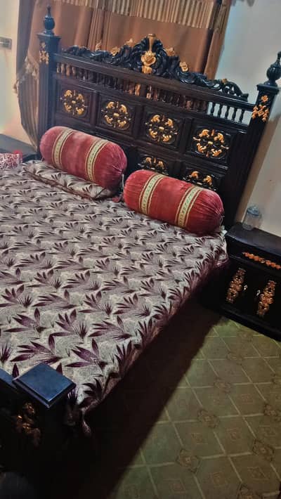 bed with side tables and sofa set