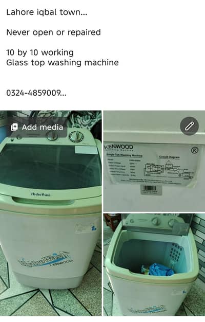 10 by 10 washing machine never open or repaired kenwood original g