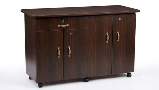 Wooden Ironing Table with Storage Cabinet & Drawers - Excellent