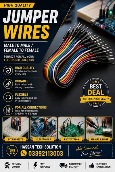 Premium Jumper Wires Male to Male / Female to Female – Multicolor Ca