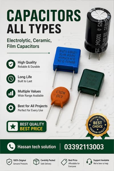 All Types Capacitors – Electrolytic, Ceramic & Film Capacitors Availab