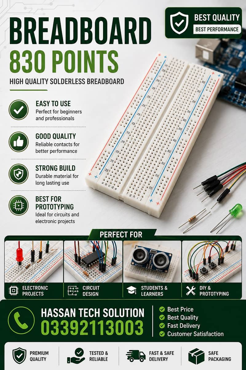 Breadboard 830 Points |Breadboard Kit|Circuit Testing Board 0