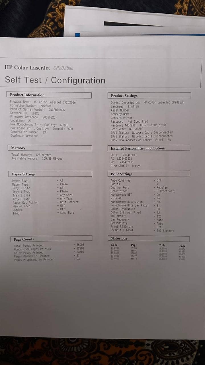 HP Colour printer 9