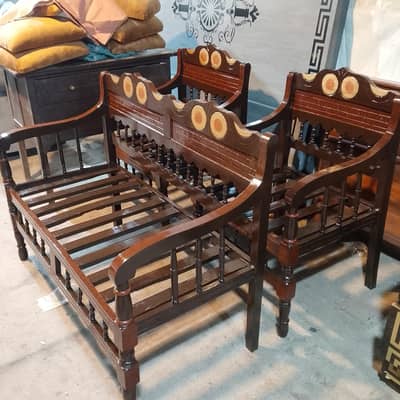 bed dressings and side table showcase