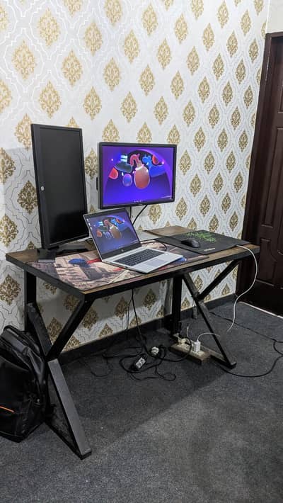 Wood Table with Metal Frame, All Purpose table PC, office, Study table