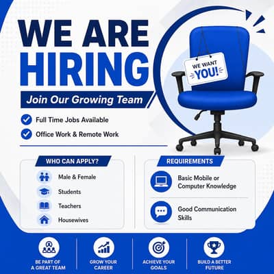 We are hiring male & female for office work and online work