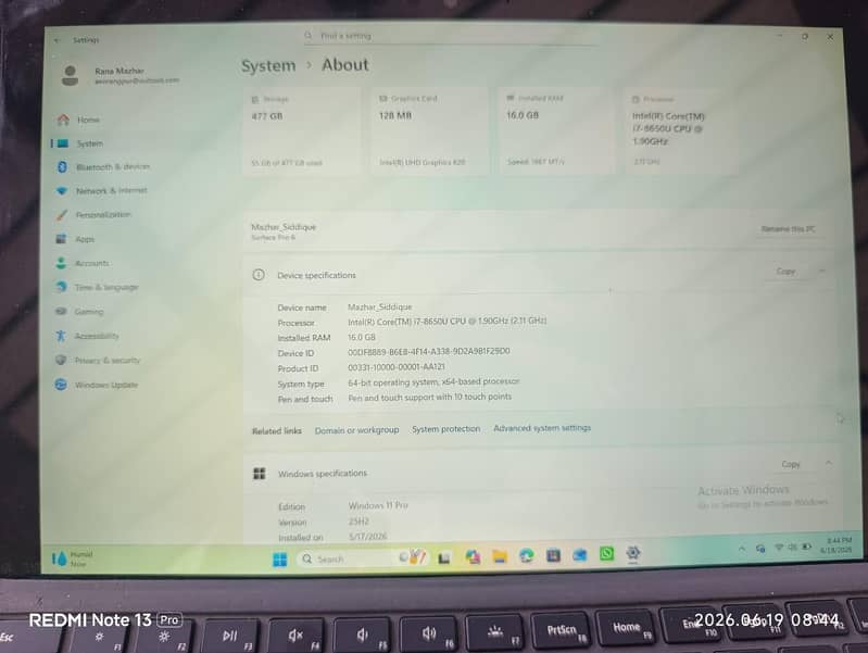 Microsoft surface pro 6 4