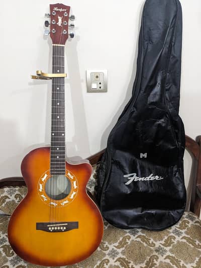 Acoustic guitar with bag,capo and pick