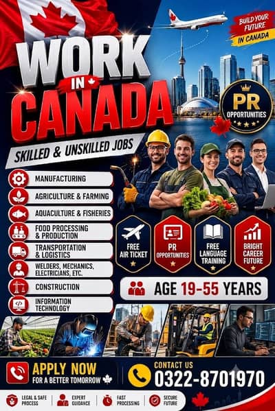 Work Opportunities in Canada – Skilled & Unskilled Workers Required