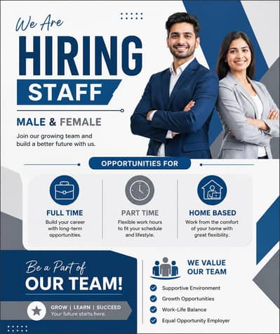 We are hiring staff male and female