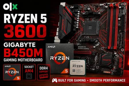 RYZEN 5 3600 + B450M GIGABYTE MOTHERBOARD NEW BOX 10 MONTS WARRATY