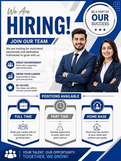 We are hiring staff male and female.