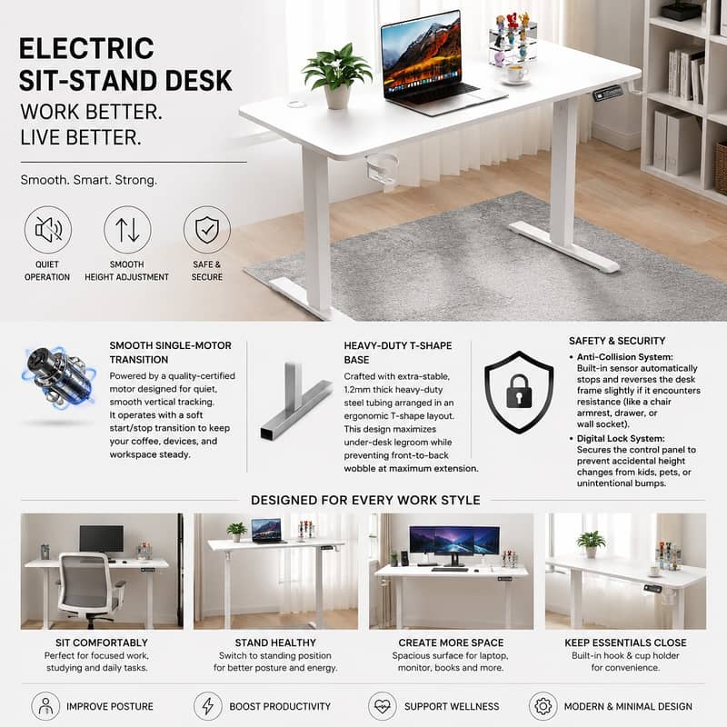 Height Adjustable MOTORIZED Desk-Computer Table - Office Table 2