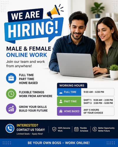 we are hiring staff male and female