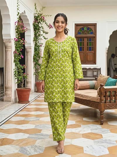 Beautiful Green Printed Casual Dress for Women.