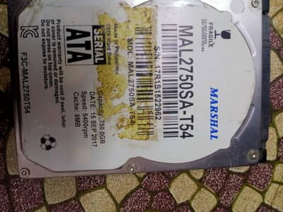 Marshal laptop hard disk 750gb speed 5400rpm cache 8mb