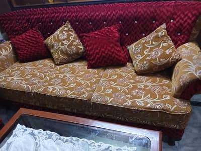 Elegent Golden and Mehroon sofa set