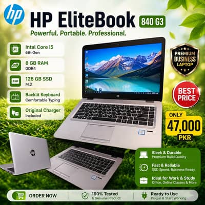 HP EliteBook 840 G3 Core i5 6th Gen | 8GB RAM DDR4 | 128GB SSD |