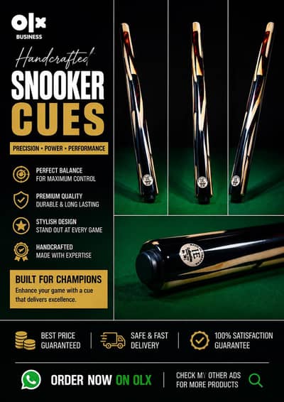 Premium Handcrafted Snooker Cue | Professional Quality Pool Stick