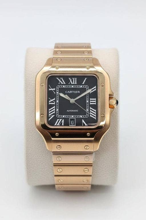 Rose Gold Square Aviator Custom Watch – Black Roman Dial | Time N Treasure