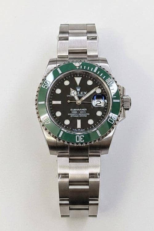 Green Ceramic Bezel Diver Custom Watch – Black Dial Oyster Chain | Time N Treasure