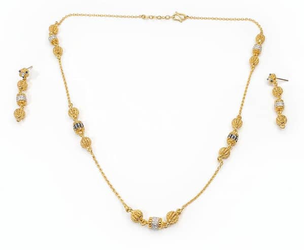 Celestial Bead Two-Tone Necklace & Earring Set | Time N Treasure