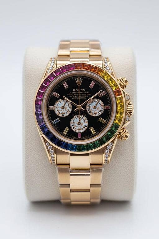 Rose Gold Rainbow Dial Chronograph Custom Watch