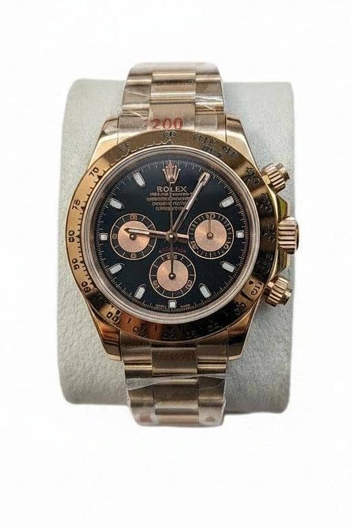 Rose Gold Sports Chronograph Custom Watch – Black Dial with Rose Gold Sub-Dials | Time N Treasure