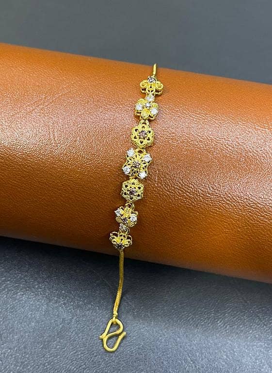 Gold-Plated Silver Chain Bracelet with Zircon & Purple Stone | Time N Treasure