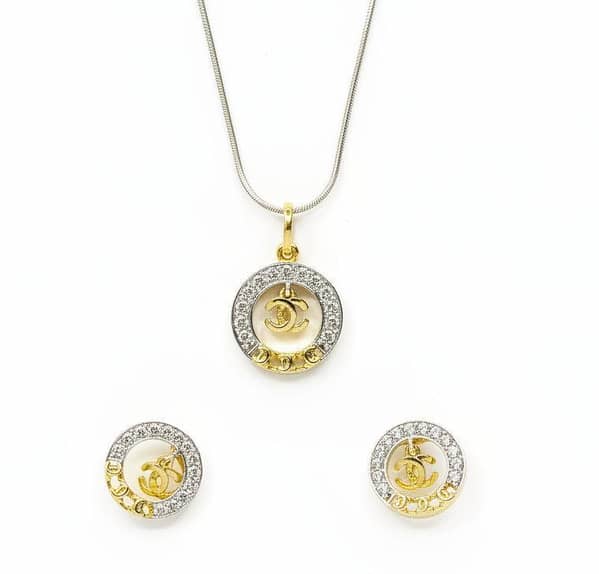 Signature Two-Tone Interlocking Logo Set – Locket & Earrings | Time N Treasure