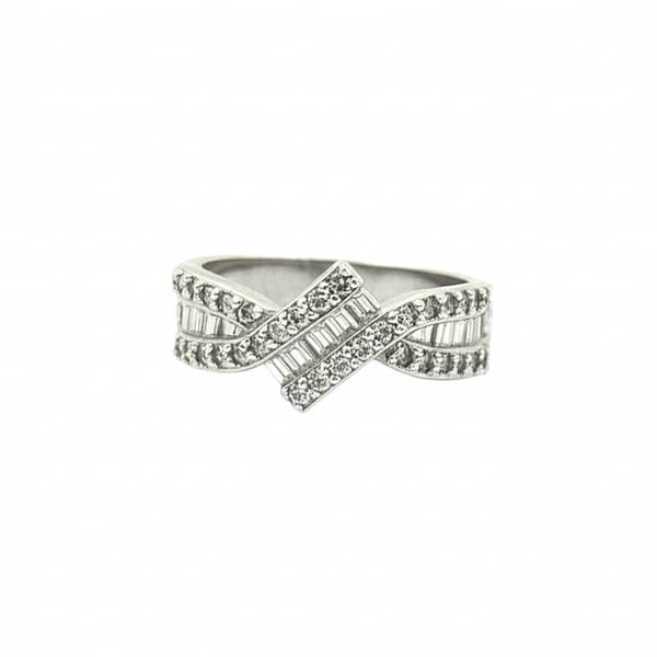 925 Silver Ring with Bracket Design and Zircon